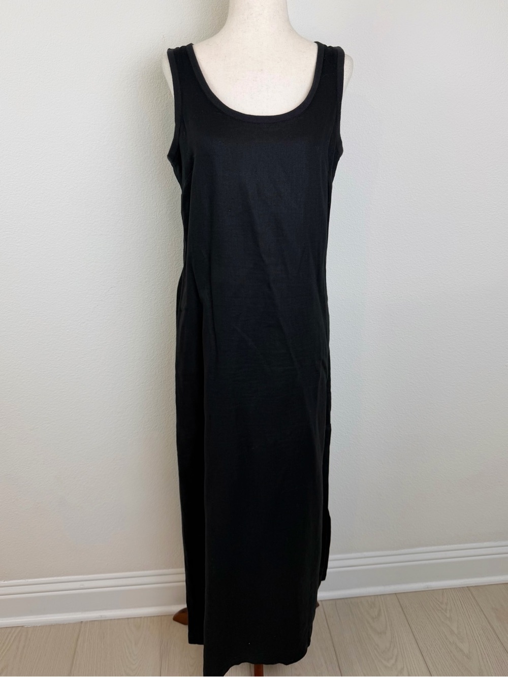 J. Crew Black Linen Sleeveless Tank Maxi Dress Size 4